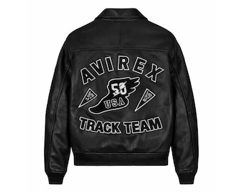Men's AVIREX Real Bomber Varsity American Fighter Genuine Leather Jacket Gift For Him