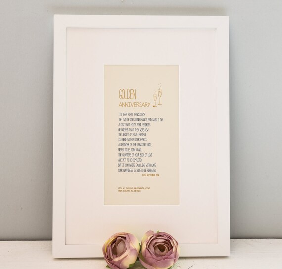 Personalised Golden Anniversary Poem Print Framed Anniversary Etsy