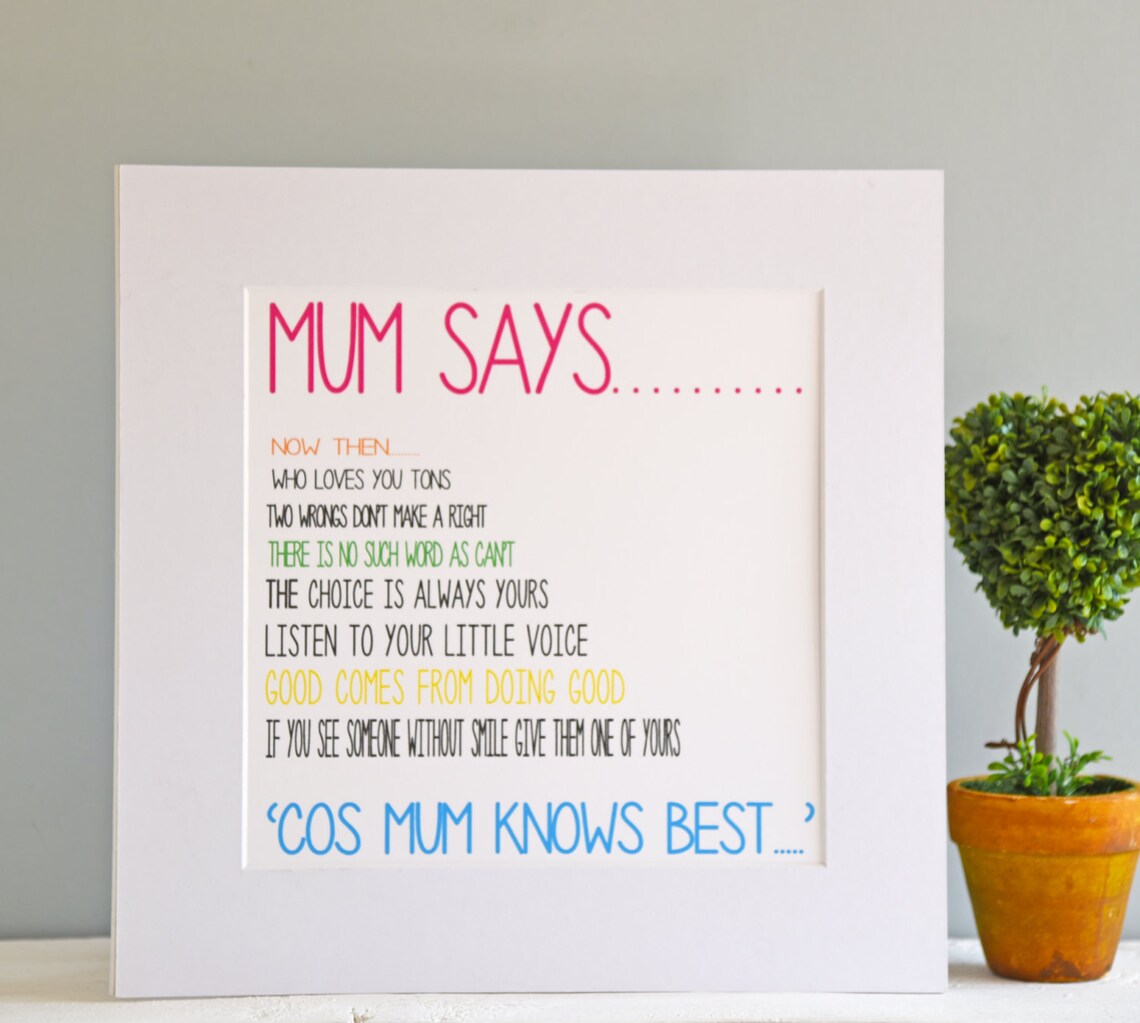 Personalised Print for Mum Print for Mum Wall Art Print Etsy