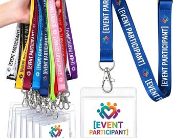 Cordón personalizado con portatarjetas de identificación horizontal, cordones personalizados para el cuello, juego de fundas transparentes personalizadas para tarjetas, regalos para profesores de oficina