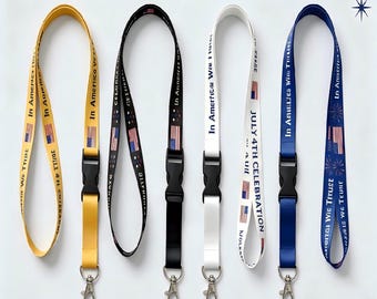Cordón patriótico personalizado con portatarjetas de identificación, cordones personalizados para profesores, cordón para llaves de crucero al por mayor, regalo del Día de la Independencia del 4 de julio