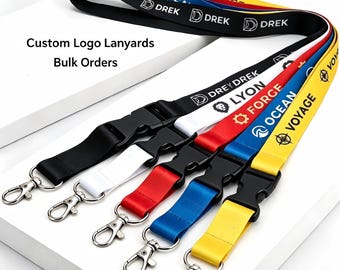 Bulk Custom Logo Lanyards, Personalized Breakaway Safety Neck Straps for Trade Shows & Conference Staff