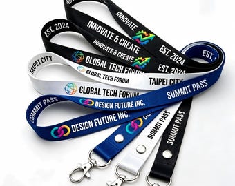 Custom Lanyard for Badge, Personalized Lanyards Bulk for Work, ID Holder Keychain, Custom Neck Straps, Corporate Event Gift