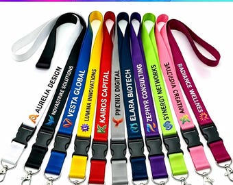 Cordón personalizado con logotipo, cordones personalizados para portatarjetas de identificación, cordón para llavero hecho a medida, cordón largo negro para llaves