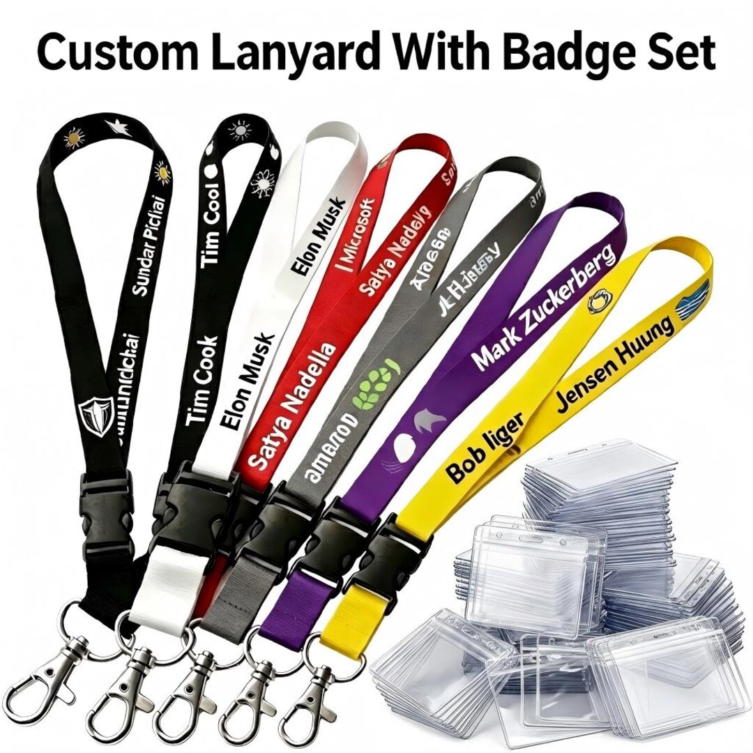 Custom Lanyards With Clear Horizontal ID Holder, Personalized Badge Set ...