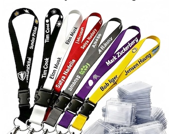 Cordones personalizados con portatarjetas de identificación horizontal transparente, juego de credenciales personalizadas para conferencias, eventos e identificaciones de personal.