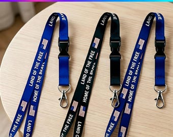 Cordón patriótico para crucero, cordón personalizado para el 4 de julio, cordones personalizados al por mayor para el trabajo, profesor, Día de la Independencia de EE. UU., portatarjetas de identificación