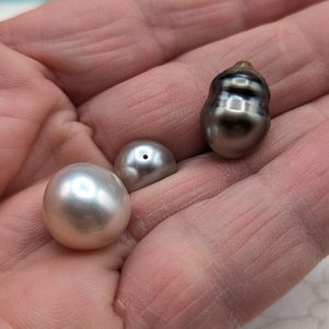 Pearls from Around the World 3 Types -  Tahitian Keshi, South Sea Pearl and Tahitian Pearl Very Clean Skin for the Jewelry Designer in You