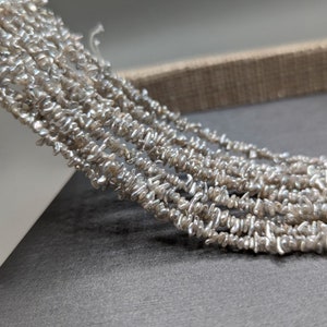 Keshi Pearls - Seed Pearls - Natural Japanese Akoya Saltwater Pearls - Center Drilled Stick Pearls  Silver Grey Off-White Mixture of Color