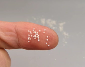 Perlas blancas diminutas de 0,7-1,1 mm: Perlas japonesas sueltas sin perforar de 0,7-1,1 mm - Lote de 20 piezas