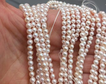 Japanese Akoya Cultured Pearl Strands  4-5mm Round Saltwater Pearls 16 Inch Saltwater Pearls White Pearls