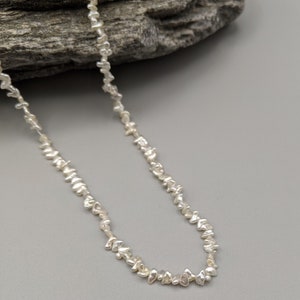 Keshi Pearls - Natural Color Japanese Akoya Saltwater Pearls  Off White Silver Color Seed Pearls Very High Luster 1 Strand - Pearl Exporting