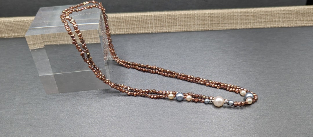 アクセサリー birth1970 akoya keshi Pearl necklace Vintage Keshi Pearl Necklace - Chocolate Seed Pearls - Adjustable