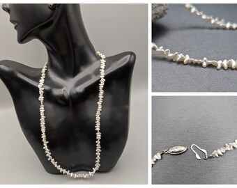 Vintage  Keshi Necklaces - Japanese Akoya Stick Shape Saltwater Keshi Pearl Necklaces - Fishhook Secure Clasp - Japanese Keshi Necklace