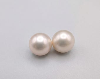 Large Loose Pearl Pair - South Sea Loose 12.6 mm Matching Pair Undrilled Perfect for Earrings AAA Pair