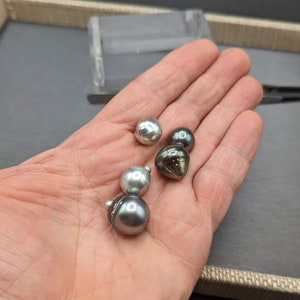 Loose Tahitian Pearls Assorted Shapes Larger Pearls Drilled 5 Piece Lot - Inexpensive Tahitian Wholesale Pricing For the Designer in You