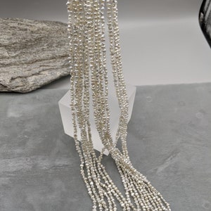Keshi Pearls - Silver Gray Keshi Pearls - Set of 3 Strands - Japanese Akoya Pearls, Japanese Akoya Natural Color Saltwater Keshi Pearls