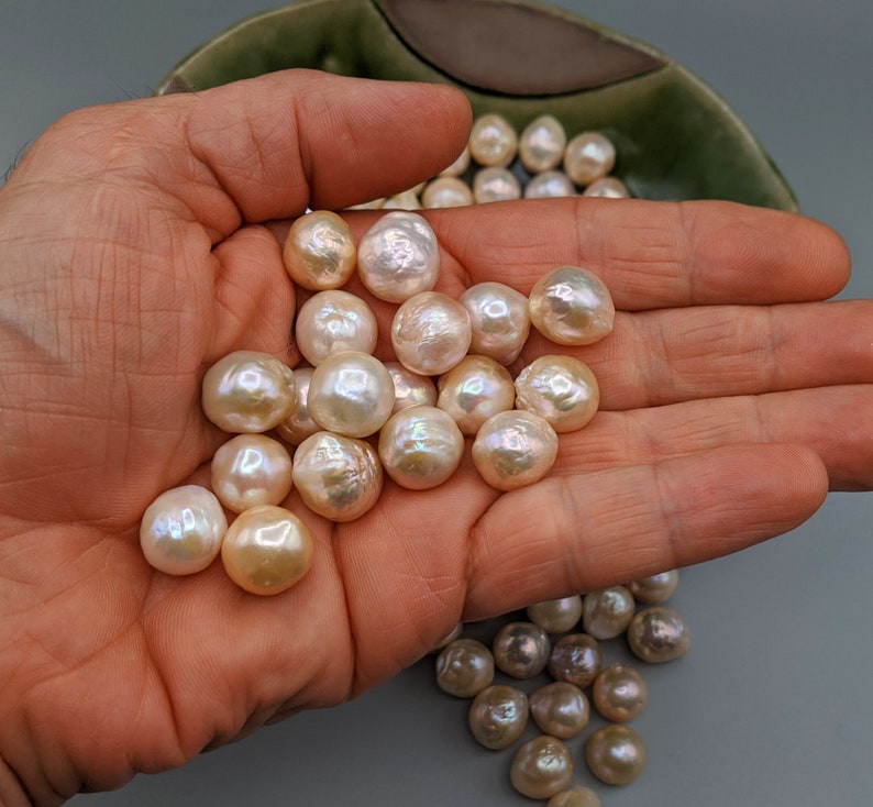 Large Freshwater Loose Pearl 14 mm x 13 mm High Luster Baroque Pearl Undrilled