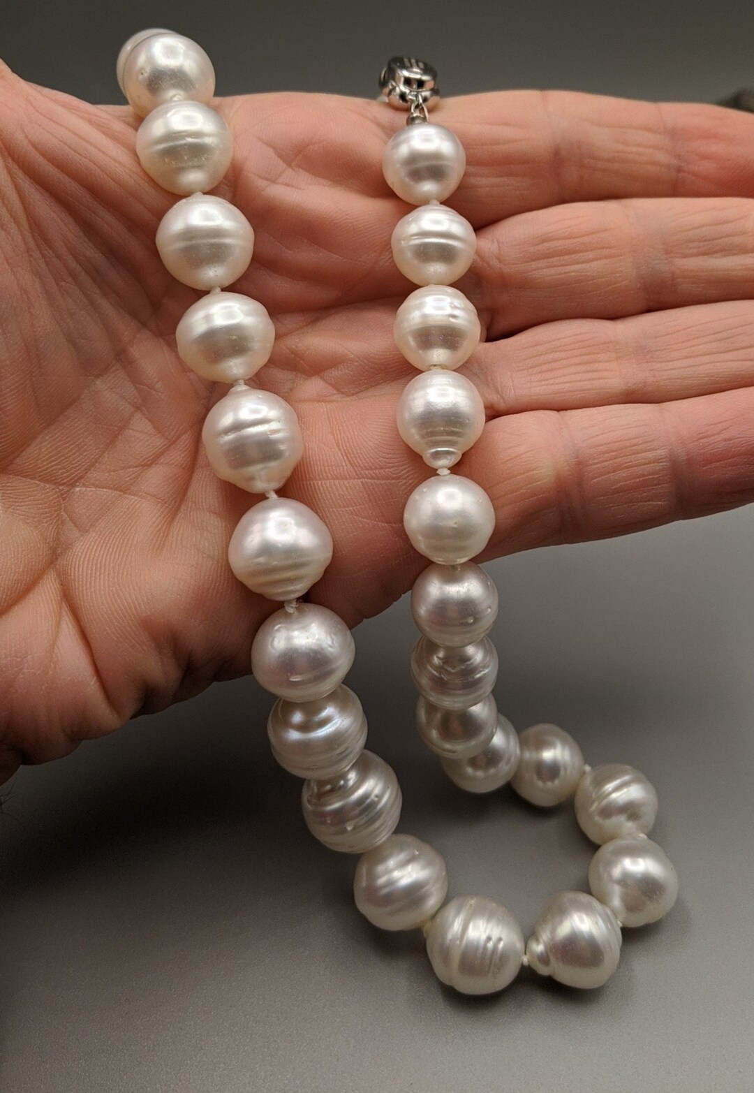 Buy Large South Sea Pearl Necklace, Natural Off-white Color Saltwater  Cultured, X Circle Pearls, Inches Knotted Pearlexporting  Online - Main Image