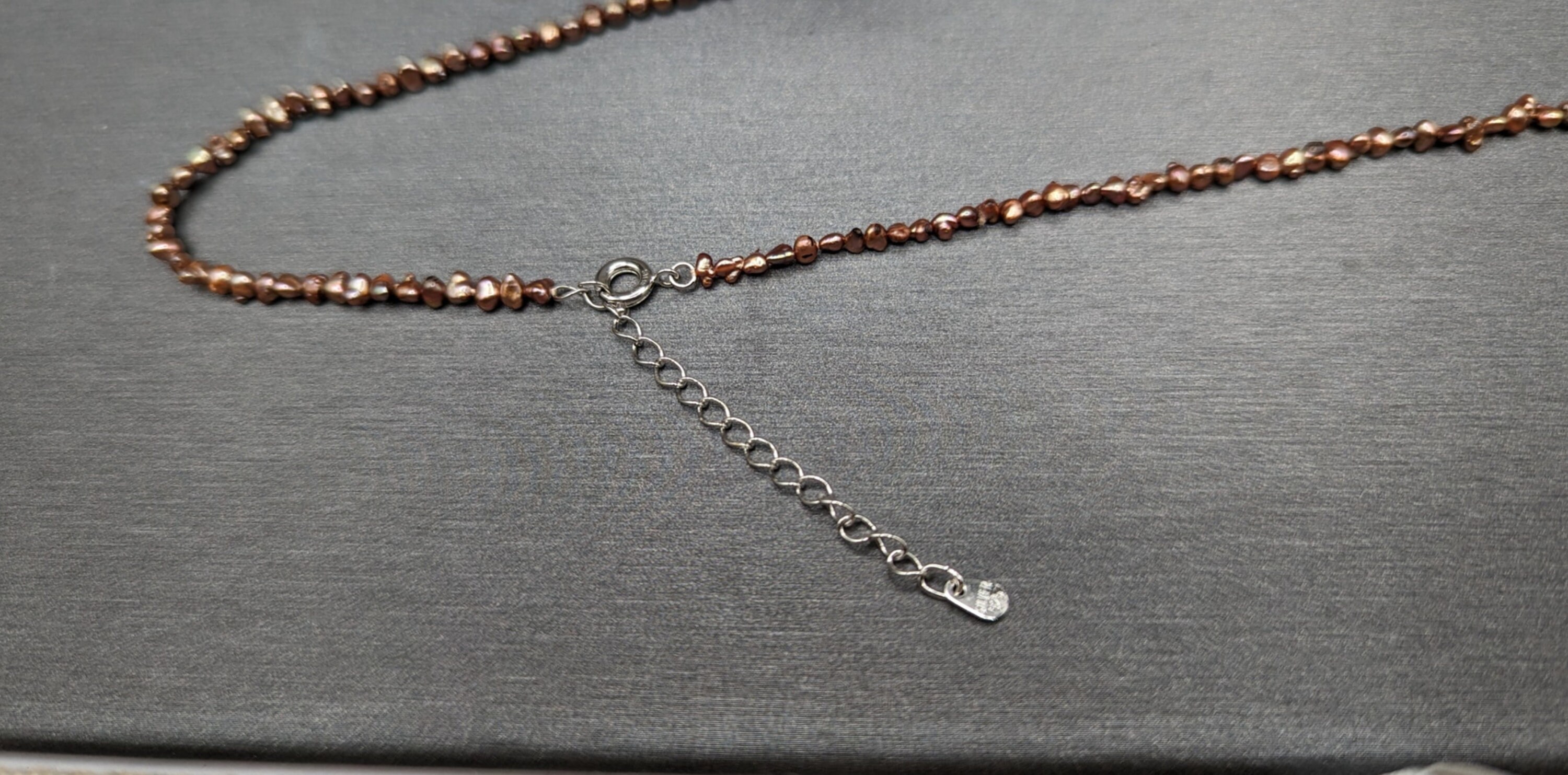 Vintage Keshi Pearl Necklace - Chocolate Seed Pearls - Adjustable