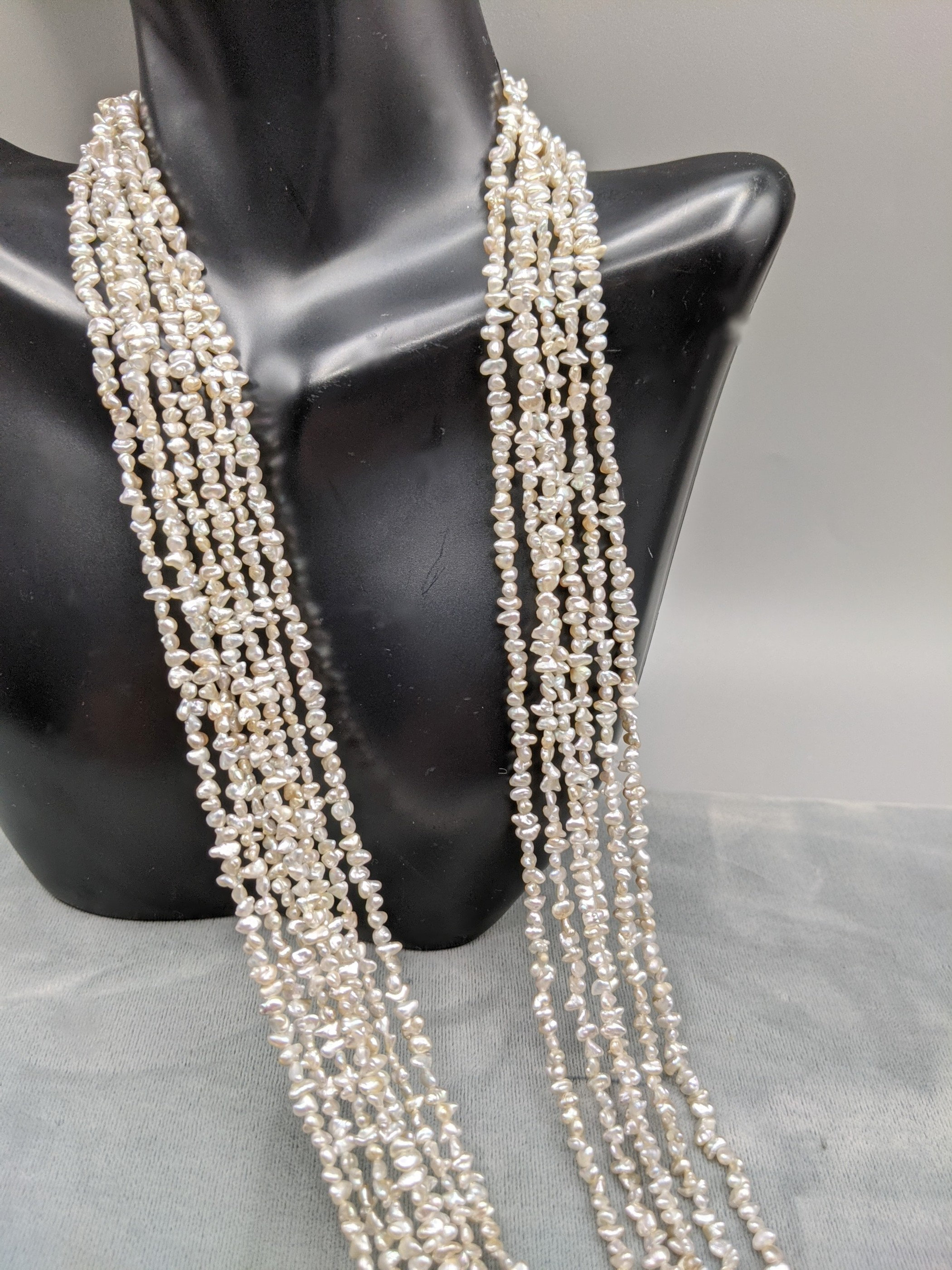 Keshi Pearls - Japanese Akoya Natural Color - 16 or 7 Inch Strand Size of Keshi 3.0 x1.5 mm - Light Silver with Gray  Mix Colors