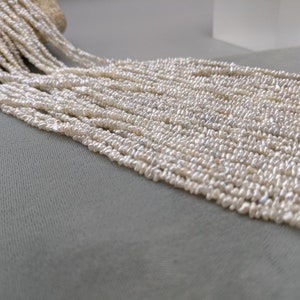 Keshi Pearls - Japanese Akoya Natural Color - 16 or 7 Inch Strand Size of Keshi 3 x1.2 mm - Light Silver with Gray and Champagne Mix Colors