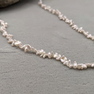 Keshi Pearls - Japanese Akoya Side Drilled Natural Color Saltwater Pearls - 1 Strand  Silver Gray in Color Full 16&quot; Strand - PearlExporting