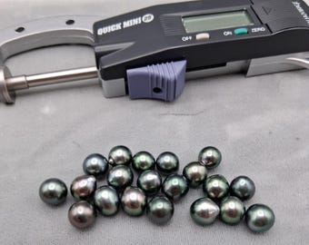 New From Tahiti Loose Tahitian Pearls - Oval to Drop Shaped 8-9mm - Undrilled High Luster Mixed Peacock Green Cherry Color 20 Piece