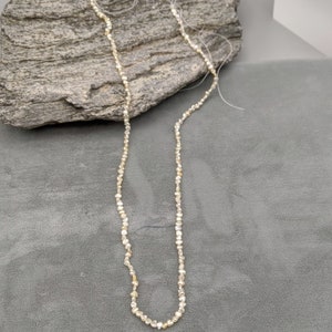 Japanese Akoya Side Drilled Keshi Pearls - Natural Color Saltwater Pearls - Champagne  Off White in Color  Full 16&quot; Strand Closeout
