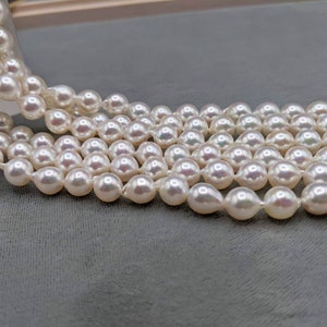 Japanese Akoya Cultured Pearl Strand - Very Baroque Super Luster - Off-White Color - 16 Inches - 45 or More Pearls Per Strand - 7-7.5 mm