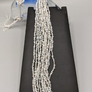 Japanese Akoya Saltwater Keshi Pearls Strands- Natural Color Vibrant Silver Color - Free Shipping