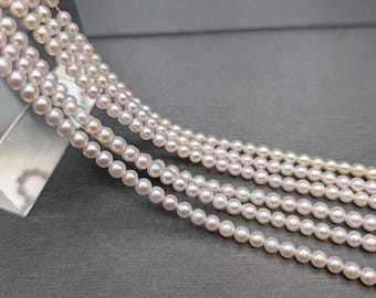 Japanese Akoya Cultured Pearl Strands 3-4 mm Saltwater Pearls 16 Inch White Pearls with Champagne Overtone Tear Drop Shape