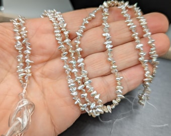 AAA Quality Japanese Akoya Keshi Pearl Strand - Over 50 Pearls, 7 Inch Length