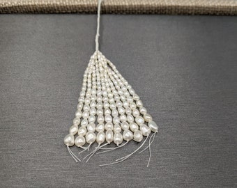 Keshi Pearl - Tassels for the Jewelry Designer in You - Japanese Akoya Natural Color Saltwater Pearls- Graduated White 10 Strands AAA Pearls