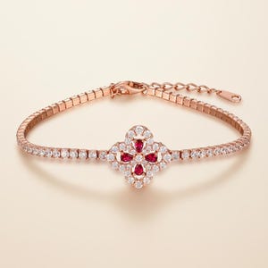 Ruby Bracelet – September Birthstone Gift – Four Stone Tennis Bracelet