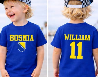 Bosnia Baby Bodysuit – Personalized Soccer Fan Outfit – Custom Name Number Shirt