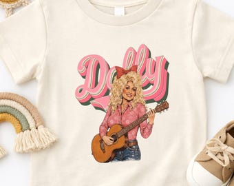Dolly Parton Kleinkind-Shirt, süßes Country-Kinder-T-Shirt, Retro-Gitarren-Shirt für Mädchen, Western-Body® als Geschenk für Tante und Nichte