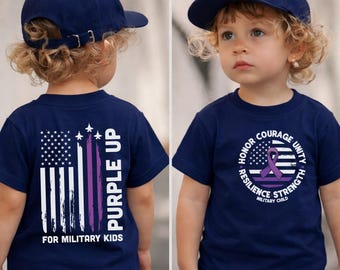 Purple Up For Military Kids Shirt, Military Mom Appreciation Shirt,Military Kids Awareness Sweatshirt,American Flag Gift Tee,Purple Up Shirt