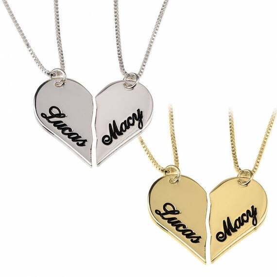 Personalized Name Heart Necklace Custom 1-3 Names Pendant Necklace Sliver Jewellery for Friendship//Couple//Family