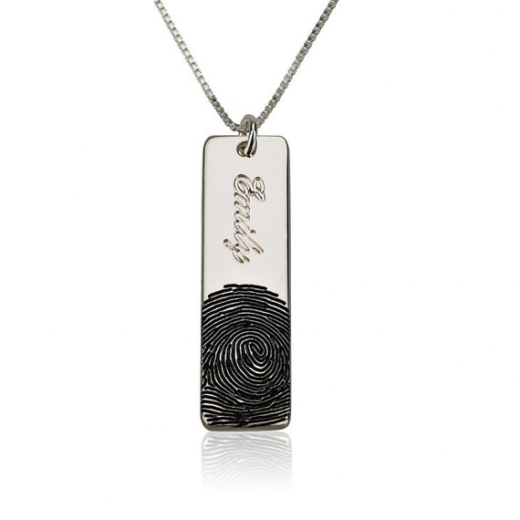 Bar Fingerprint Necklace New Engraved Name Pendant Design 50
