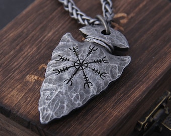 Iron Color Viking Spear Pendant Necklace Stainless Steel Norse Viking Men Gift