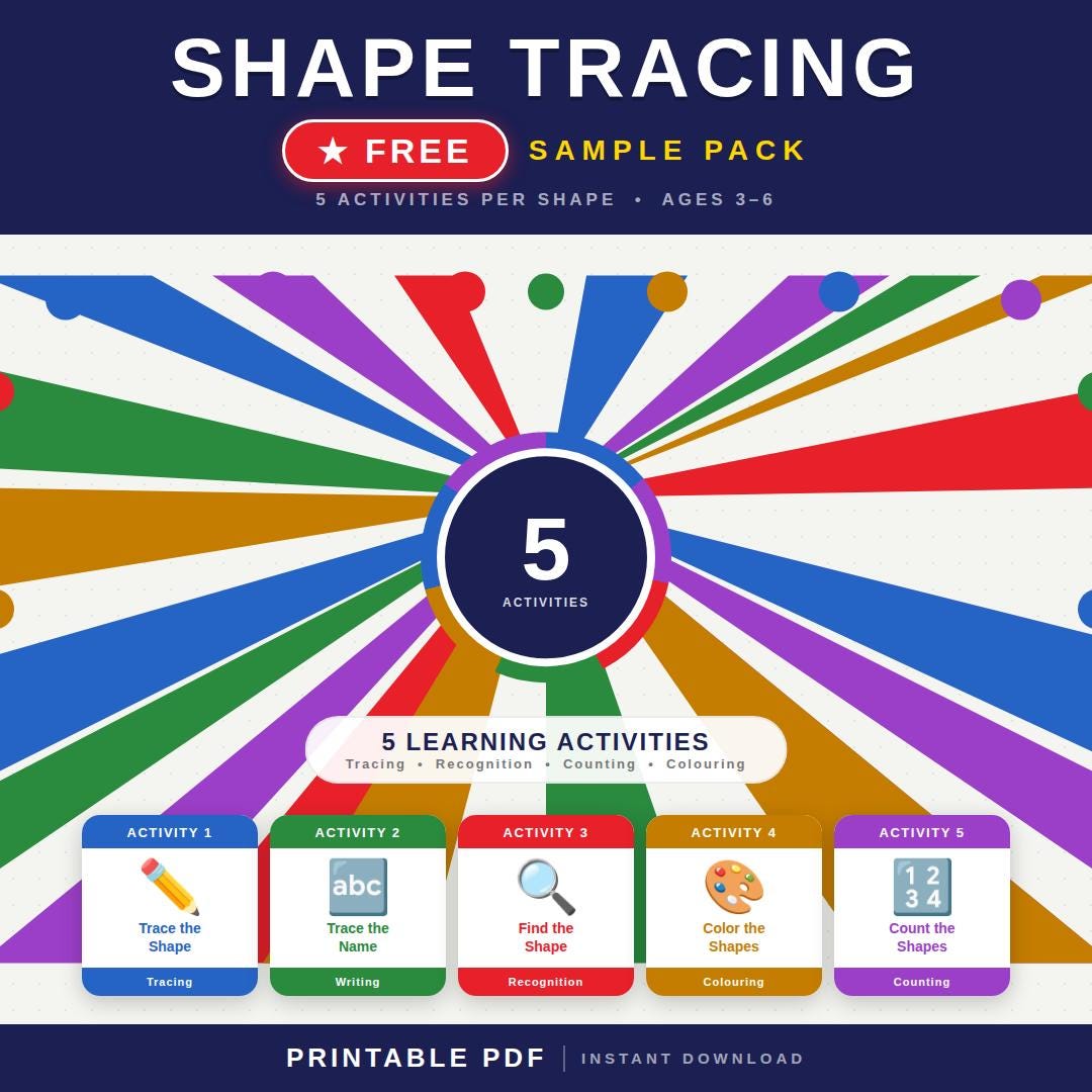 FREE Shape Tracing Worksheets Sample | Preschool Shapes Activities ...