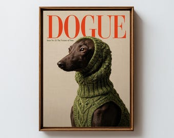 Dog Fashion Prints, Funny Animal Poster For Home Wall Art Decor, Dogue Magazine Printable -A12