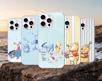 Nalle Puh mobilskal Storybook-fodral för iPhone 17Pro, 16, 15, 14, 13, 12, Samsung S26, S25, S24, S23Fe, A16, A56, Pixel 10, 9Pro