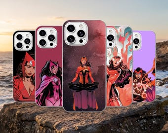 Scarlet Witch-telefonskal Marvel-fodral för iPhone 17Pro, 16, 15, 14, 13, 12, Samsung S26, S25, S24, S23Fe, A16, A56, Pixel 10, 9Pro
