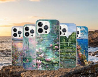 Monet Impressionisme schilderij telefoonhoesje, TPU-gelhoes voor iPhone, Samsung, Pixel