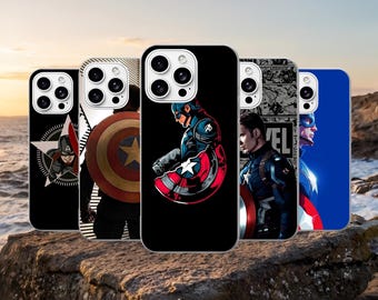 Captain America Phone Case Marvel Cover for iPhone 17Pro, 16, 15, 14, 13, 12, Samsung S26, S25, S24, S23Fe, A16, A56, Pixel 10, 9Pro