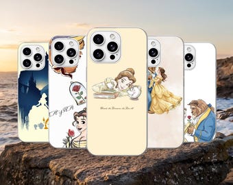 Skönheten och odjuret telefonskal rosfodral för iPhone 17Pro, 16, 15, 14, 13, 12, Samsung S26, S25, S24, S23Fe, A16, A56, Pixel 10, 9Pro