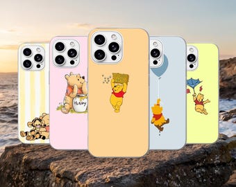 Nalle Puh mobilskal honungsrosa för iPhone 17Pro, 16, 15, 14, 13, 12, Samsung S26, S25, S24, S23Fe, A16, A56, Pixel 10, 9Pro