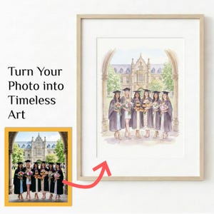 Benutzerdefinierte Abschlussfeier Aquarell handgezeichnete Illustration | Gemälde von Foto | College-Masters grad | Bester Freund Geschenk | Digital